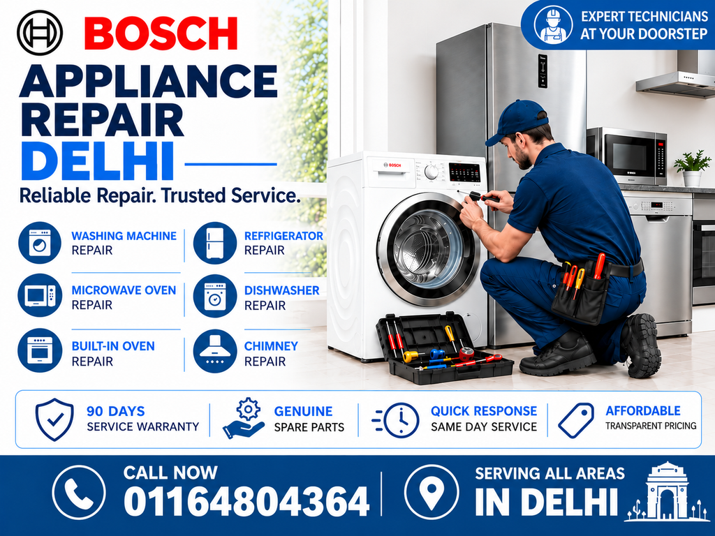 We Offer Expert Bosch Appliance Repair Services Across Delhi, Providing Reliable And Convenient Repair Solutions Right At Your Doorstep. Our Skilled Technicians Have Experience In Inspecting, Diagnosing, And Repairing